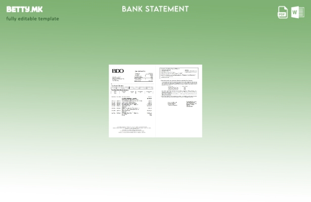 Модерен стил Филипини BDO банкарски изводи од кредитни картички шаблон страници 